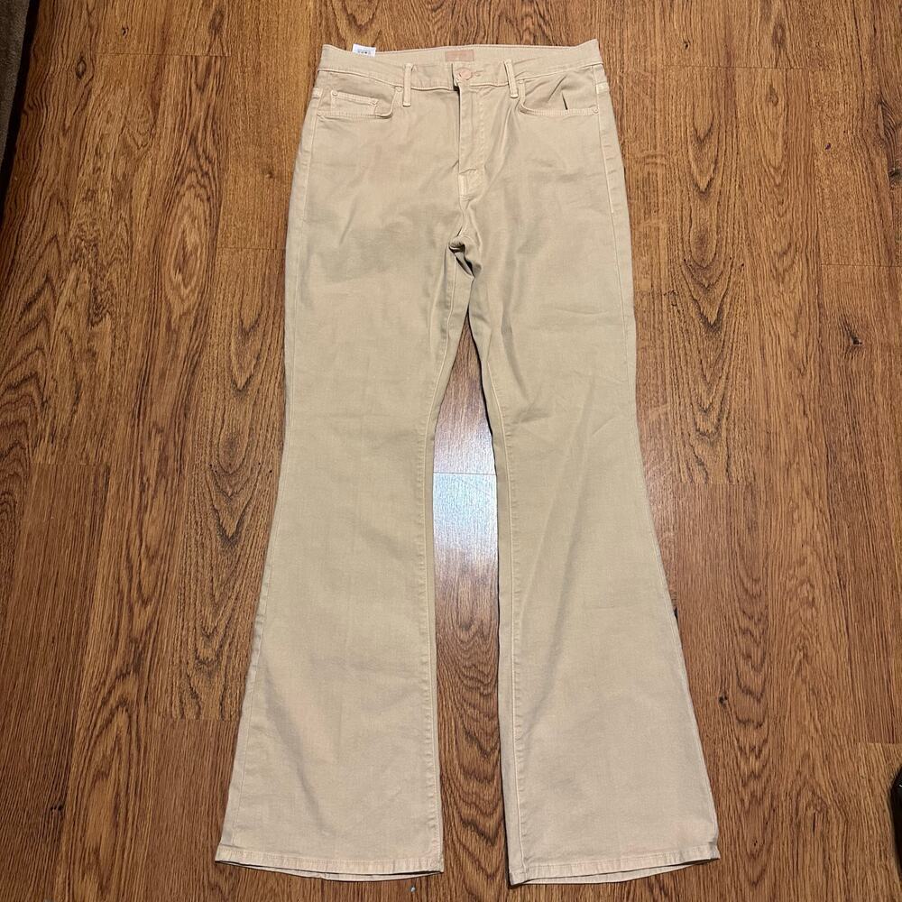 Mother cream tan The Weekender Marzipan flare size 32 cotton blend denim jeans